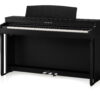 Piano numérique noir Kawai avec trois pédales, idéal pour musiciens et amateurs de musique classique.