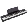 Piano numérique noir avec 88 touches et pupitre intégré, idéal pour les musiciens novices et professionnels.