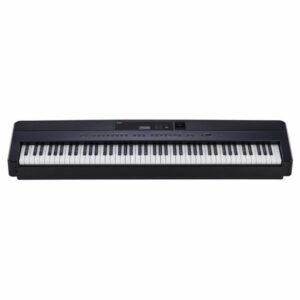 Piano numérique noir avec clavier complet de 88 touches, idéal pour la musique électronique et l'apprentissage.