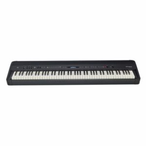 Piano numérique noir avec 88 touches, idéal pour l'apprentissage et la composition musicale à la maison ou en studio.