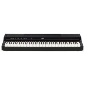 Piano numérique noir, 88 touches, style moderne, idéal pour musiciens professionnels et amateurs recherchant un son de qualité.