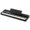 Piano numérique noir moderne avec 88 touches, pupitre intégré pour partitions, idéal pour musiciens professionnels ou amateurs.