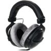 Casque audio DJ noir et gris avec coussinets rembourrés, idéal pour le studio et la musique professionnelle.