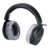 Casque audio noir et gris avec coussinets en velours, design confortable, idéal pour une écoute immersive haute qualité.