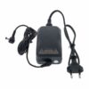 Chargeur d'alimentation noir avec cordon et fiche bipolaire, adapté pour appareils électroniques.