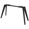 Support métallique noir pour meuble TV, minimaliste et robuste, avec quatre pieds évasés pour un design moderne et stable.