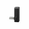 Clé USB noire de côté, connecteur métallique visible. Accessoire pour stockage de données numériques portable.