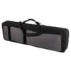 Étui étroit noir et gris pour clavier musical avec poches extérieures et bandoulière. Accessoire de protection pratique.