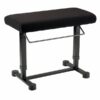 Tabouret noir en métal avec assise rembourrée. Design moderne et fonctionnel pour piano ou bureau.