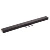 Barre magnétique noire avec trois crochets en métal pour accrocher des ustensiles de cuisine, design moderne et minimaliste.