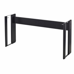 Support de stand noir pour piano numérique, robuste et élégant, idéal pour un usage professionnel ou à domicile.