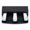 Pédale triple de piano numérique Korg, noire avec finitions chromées, conçue pour un contrôle expressif des effets sonores.