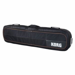 Housse noire Korg pour clavier, avec poignée et fermetures éclair, idéale pour le transport sécurisé des instruments de musique.
