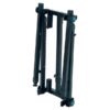 Support pliable noir pour clavier musical, design compact, idéal pour le transport et le rangement des instruments.