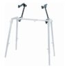 Support pliable pour outils électroportatifs avec pieds réglables et bras extensibles. Idéal pour ateliers et chantiers.
