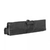 Sac de transport noir, rectangulaire, avec poignées et poche latérale, idéal pour matériel de photographie ou accessoires.