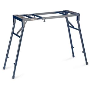 Support pliant robuste pour outils, en métal, avec pieds réglables, idéal pour scie circulaire et bricolage.