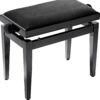 Tabouret de piano réglable noir, design moderne et élégant, idéal pour les musiciens.