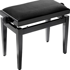 Tabouret de piano réglable noir, design moderne et élégant, idéal pour les musiciens.
