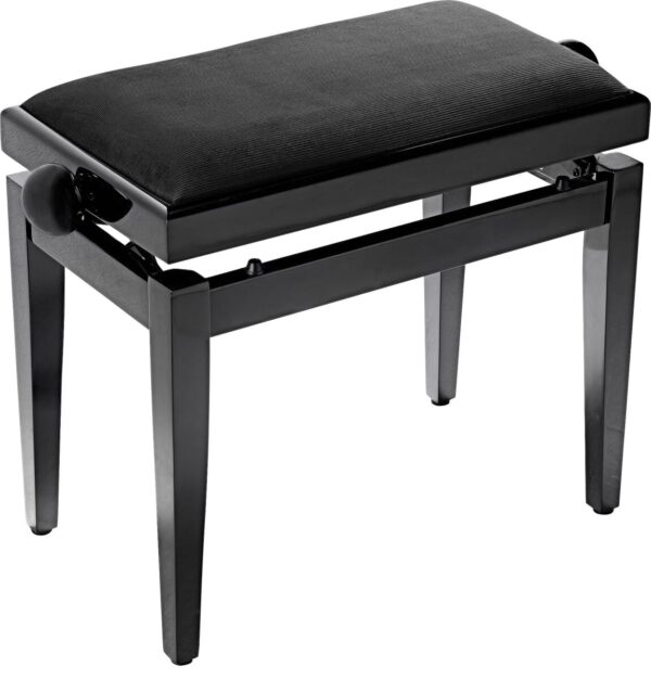 Tabouret de piano réglable noir, design moderne et élégant, idéal pour les musiciens.