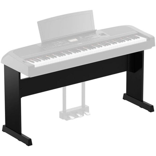 Support de clavier de piano numérique noir avec pédale intégrée, idéal pour stabiliser et améliorer l'expérience musicale.