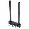 Pédale triple pour piano numérique noir avec support vertical, idéale pour une performance musicale optimale.