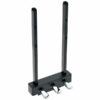 Pédalier piano numérique noir avec trois pédales chromées, support vertical pour clavier. Accessoire musical essentiel.