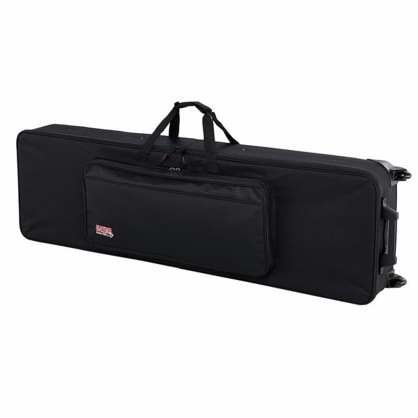 Housse noire pour clavier avec poignée de transport et poche frontale, idéale pour protéger et transporter votre instrument.