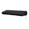 Store banne noir rétractable en tissu, idéal pour l'ombre extérieure et la protection solaire sur patio ou terrasse.