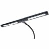 Lampe LED de lecture noire avec bras flexible, équipée de luminaires rectangulaires pour un éclairage optimal de la zone cible.