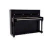 Piano droit noir élégant avec des pédales chromées, idéal pour les pianistes amateurs et professionnels.