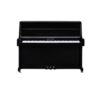 Piano droit noir classique en bois, avec clavier complet et trois pédales, idéal pour les amateurs de musique et pianistes débutants.