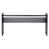 Support métallique noir pour meuble, vue de face avec panneau central et barres latérales pour fixation.
