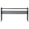 Support clavier piano noir pliable, vue de face, sur fond blanc. Accessoire musical pour pianos numériques et claviers.