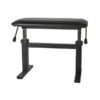 Banc noir ajustable pour piano, structure métallique robuste, idéal pour musicien, hauteur réglable pour confort optimal.