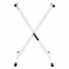 Support en X pliable blanc pour clavier, ajustable, avec pieds antidérapants. Accessoire de musique pratique et stable.