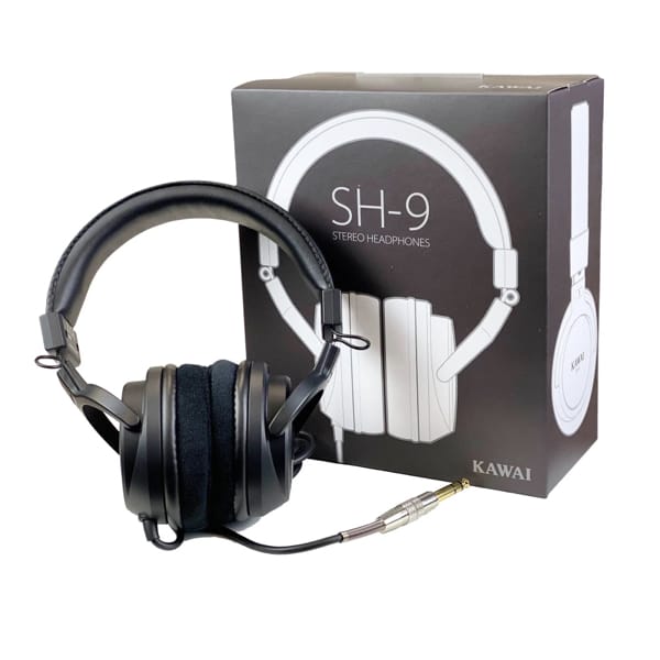 Casque audio noir Kawai SH-9 avec boîte d'emballage. Accessoire stéréo de haute qualité pour une écoute immersive.
