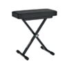 Tabouret pliable noir pour piano avec pieds en forme de X, réglable en hauteur pour musiciens.
