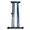 Support pliable en métal noir pour équipement de fitness, offrant stabilité et praticité.