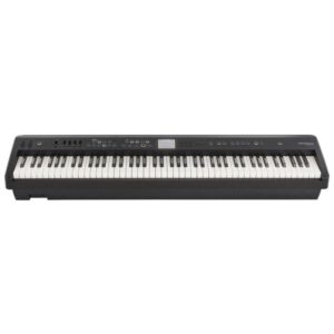 Clavier numérique noir à 88 touches, avec plusieurs boutons et écran central, idéal pour les musiciens et les compositeurs.