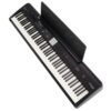 Piano numérique noir avec 88 touches, boutons de fonction et écran LCD, idéal pour les musiciens et apprentis pianistes.