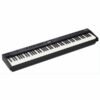 Clavier numérique noir avec 88 touches, boutons de commande et écran digital sur fond blanc. Parfait pour les pianistes.