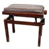 Tabouret en bois réglable pour piano avec coussin noir, offrant confort et stabilité pour les pianistes.