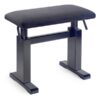 Tabouret de piano noir avec siège rembourré réglable, idéal pour musiciens, design moderne et élégant.
