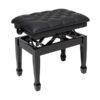 Tabouret de piano noir réglable avec siège capitonné, design élégant et structure robuste.