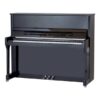 Piano droit noir brillant avec pédales et clavier visibles, marqué Wilh. Steinberg, idéal pour la musique classique.