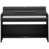 Piano numérique noir avec trois pédales et touches blanches et noires, idéal pour les musiciens professionnels et débutants.