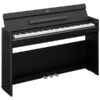 Piano numérique noir avec trois pédales et touches pleine taille, idéal pour les débutants et pianistes confirmés.