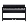 Piano numérique moderne noir avec trois pédales au design élégant, idéal pour les musiciens amateurs et professionnels.