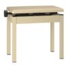Tabouret de piano beige avec siège réglable en hauteur pour plus de confort lors de la pratique de l'instrument.